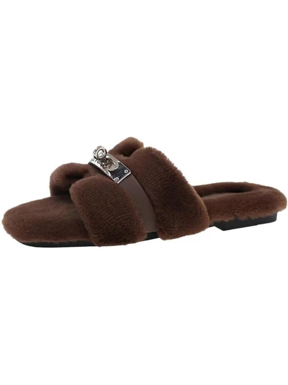 Cozy Fuzzy Open Toe Slides | Fluffy House Slippers for Indoor & Outdoor Use